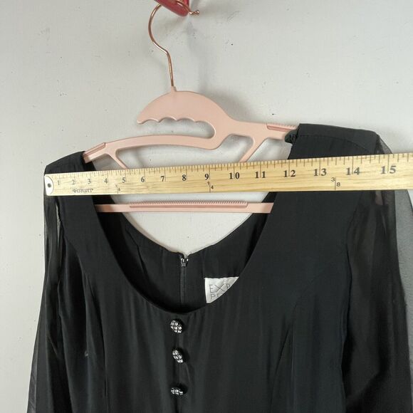 Vintage EXPO Petite Black Jewel Button Wide Leg Jumpsuit NWT Size 2 Made in USA - Picture 8 of 12